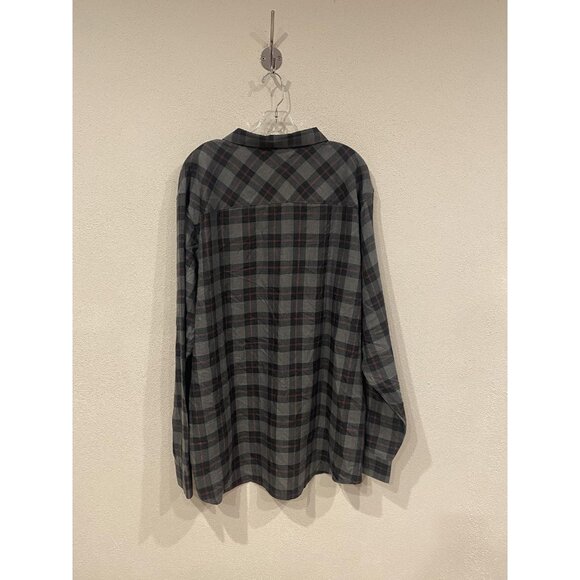 TravisMathew Shirt Mens 2XL Heather Black Red Cloud Flannel Plaid Long Sleeve - Picture 5 of 5